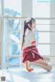 Coser @ 桜 桃 喵 Vol.091: 红色 体操服 (44 photos)